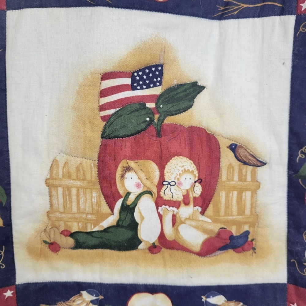 Americana Country Dolls Quilted Denim Handcrafted Tote - Picture 2 of 4
